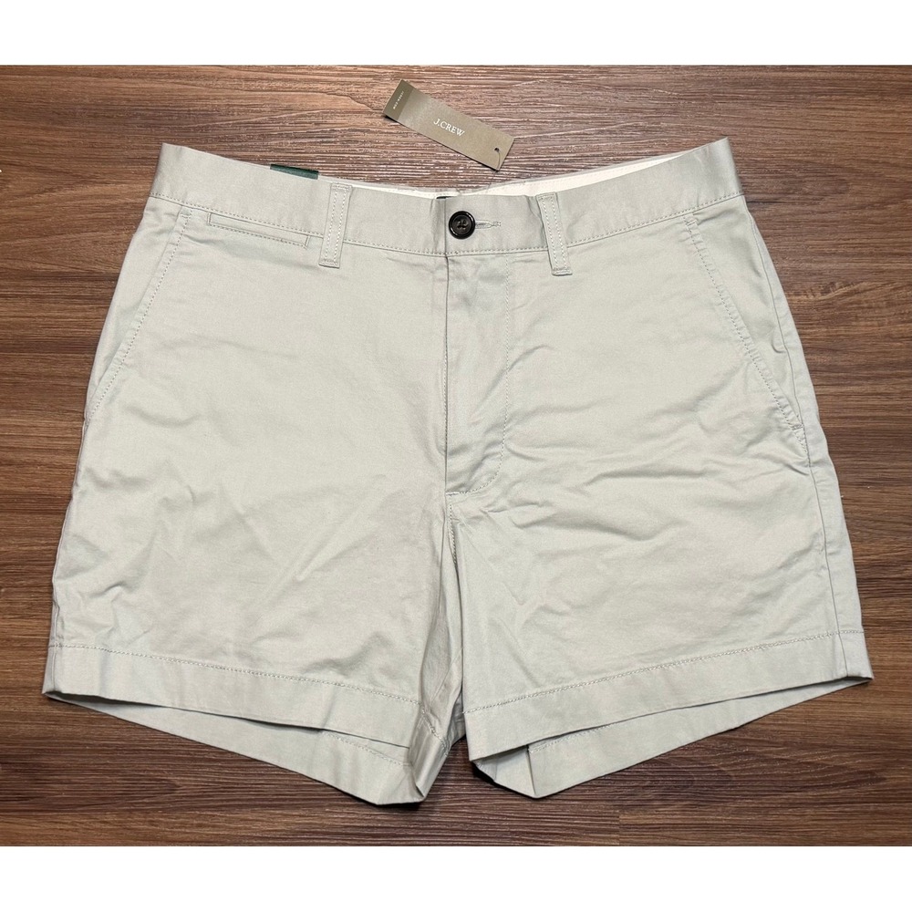 J.Crew Portsider Shorts Men 5" Flat Front Stretch Cotton Twill Light Khaki Sz 29